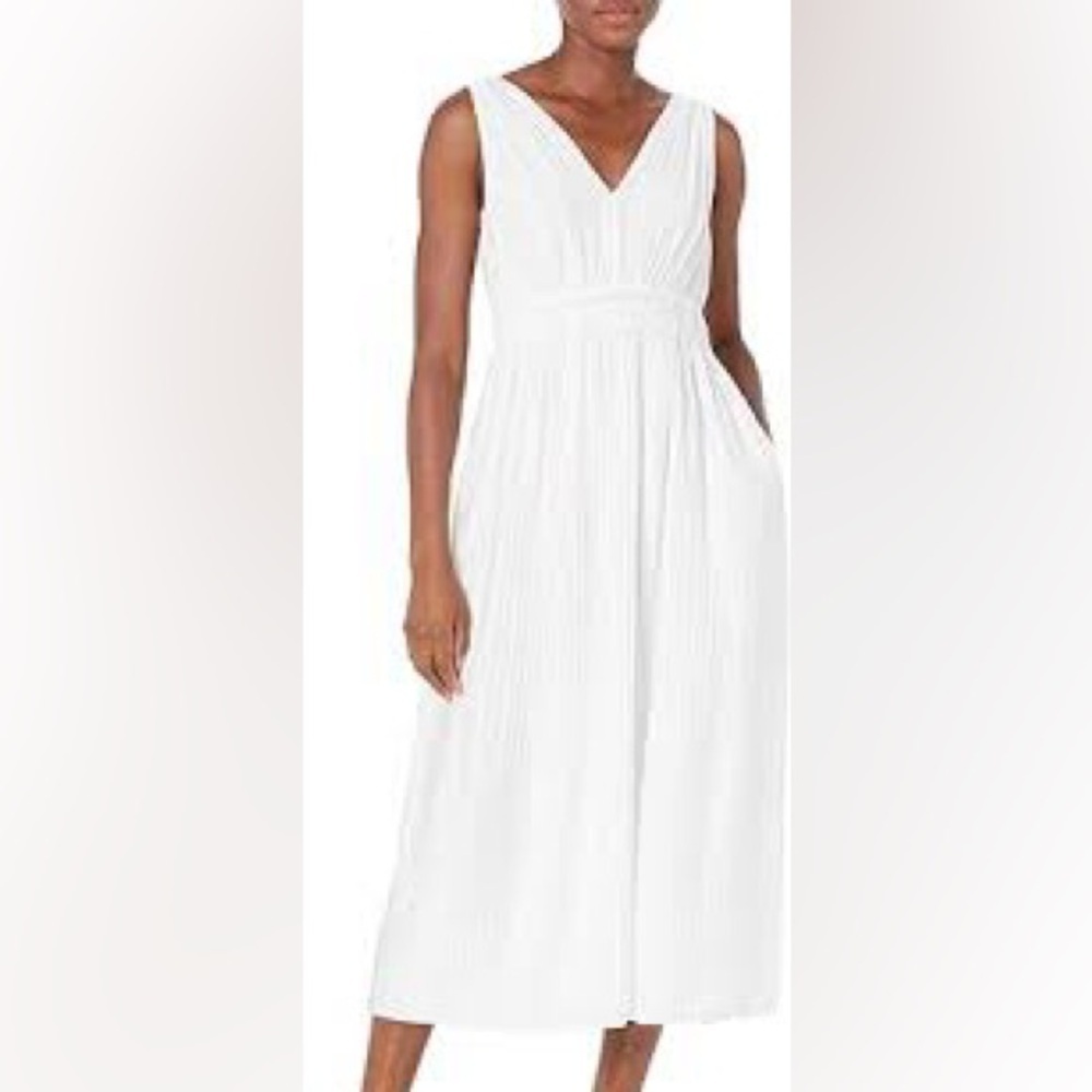 Vince White Pleated Midi Dress XS NWT